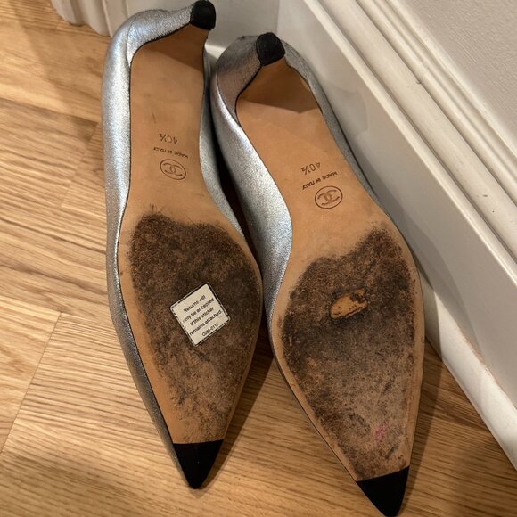 Chanel | Silver Pumps | Heels Shoes size 40.5 / 9.5 - Picture 6 of 15